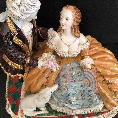 P23: Meissen Porcelain Courting Statue. 16" x 14" huge. 
