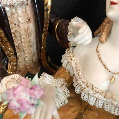 P23: Meissen Porcelain Courting Statue. 16" x 14" huge. 