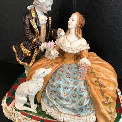 P23: Meissen Porcelain Courting Statue. 16" x 14" huge. 