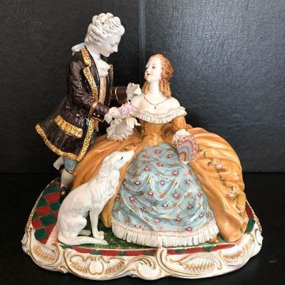 P23: Meissen Porcelain Courting Statue. 16" x 14" huge. 