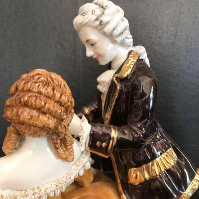 P23: Meissen Porcelain Courting Statue. 16" x 14" huge. 