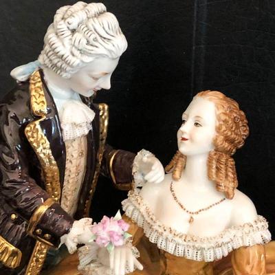 P23: Meissen Porcelain Courting Statue. 16" x 14" huge. 