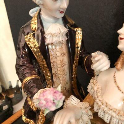 P23: Meissen Porcelain Courting Statue. 16" x 14" huge. 