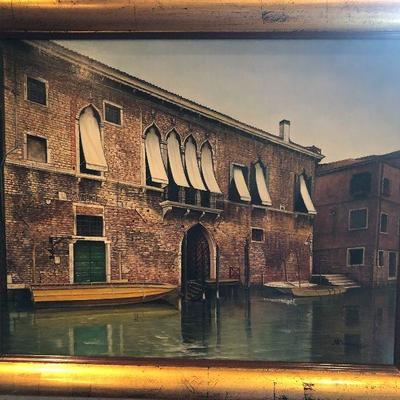 P36: A. Sweands Gold Framed Painting,  Venice