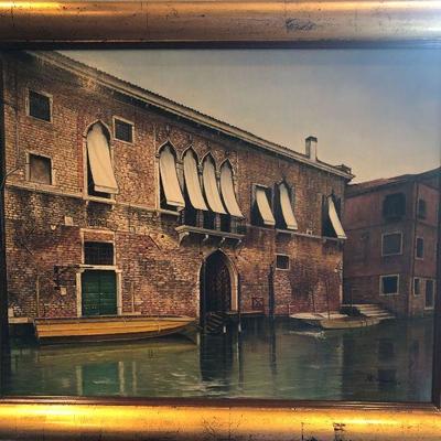 P36: A. Sweands Gold Framed Painting,  Venice