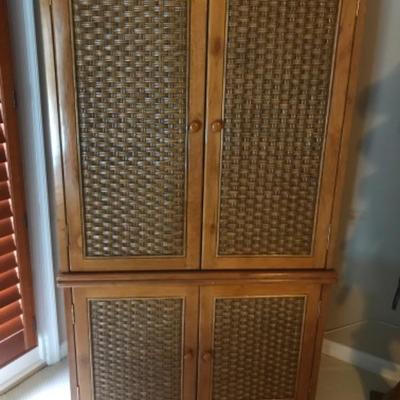 INCREDIBLE TOMMY BAHAMA RATTAN LOOKING ARMOIRE
