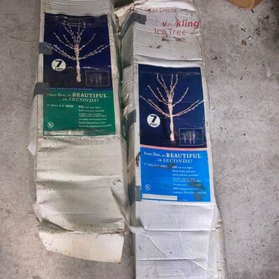 Lot S12:  Pair of 7' tall Twinkling Ice Trees