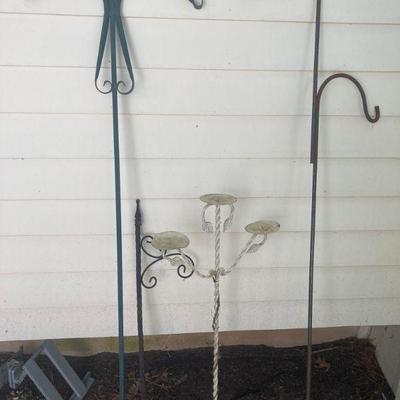 Lot S16: Shepherd Hooks / Plant Hanges and Candle Stand
