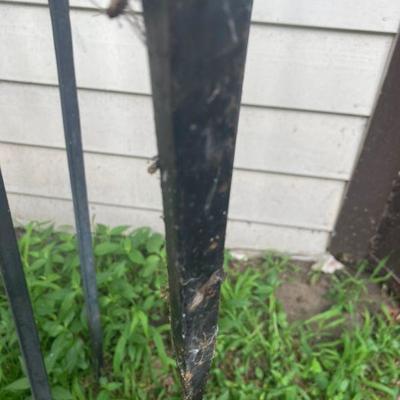 Lot S17: Lot of 8 Rustic Iron Oil Torches by Front Gate