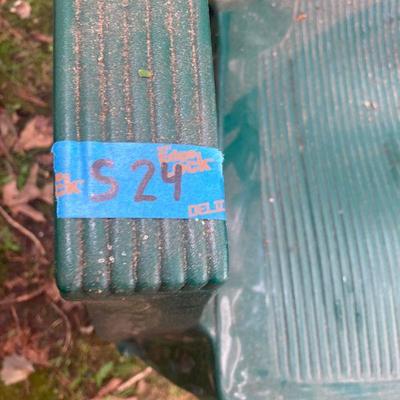 Lot S24: Three plastic outdoor chairs