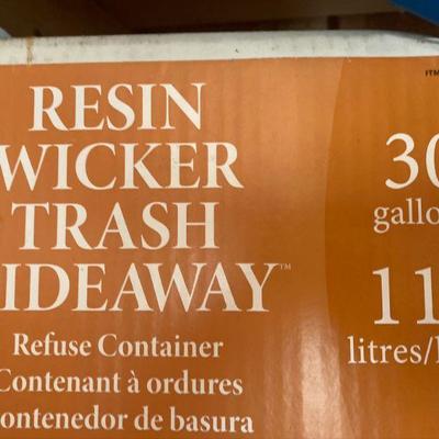 Lot S3: Resin Wicker Hideaway Trash Can 30 gallon NIP