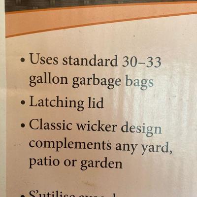 Lot S3: Resin Wicker Hideaway Trash Can 30 gallon NIP