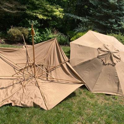 Lot S6: Pair of Matching 9' Patio Umbrellas Canvas