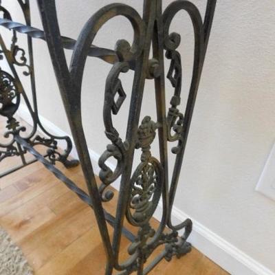 Custom Crafted Wood Top Table with Artisan Black Wrought Iron Base 36
