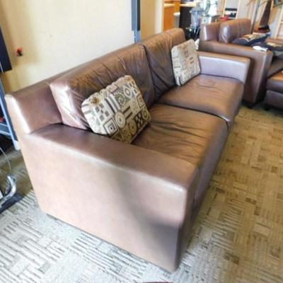 Dark Brown Leather Couch 82