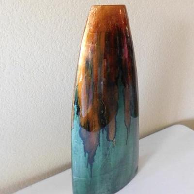 Large Contemporary Design Drip Glaze Metal Vase 10