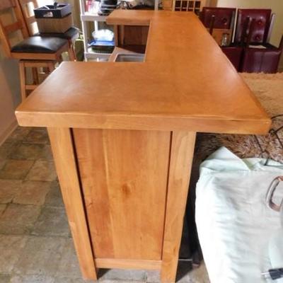 Solid Wood Bar with Sink and Foot Rail 76