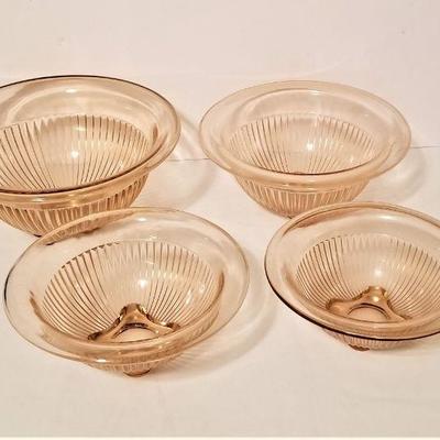 Lot #111  Set of Four vintage pink glass mixing bowls