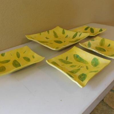 Colorful Hand Crafted Clay Pottery Serving Set by Charyl Stone 12