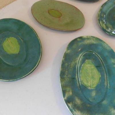 Set of Five Hand Crafted Clay Pottery Plates by Charyl Stone 9