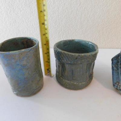 Collection of Three Hand Crafted Freeform Clay Pottery Vessels by Charyl Stone 5