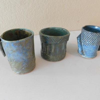 Collection of Three Hand Crafted Freeform Clay Pottery Vessels by Charyl Stone 5