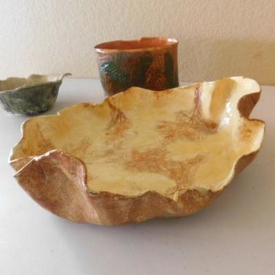 Nice Collection of Hand Crafted Freeform Clay Pottery Vessels by Charyl Stone 