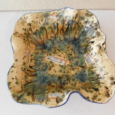Gorgeous Hand Crafted Freeform Clay Pottery Splatter Glaze Bowl by Charyl Stone 10