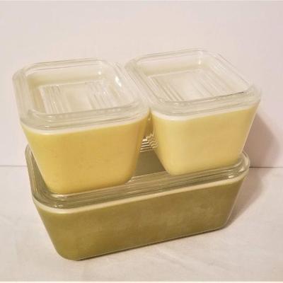 Lot #113  3 Vintage Refrigerator Dishes - Yellow and Avocado Green