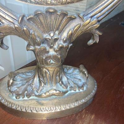 Lot B9: Vintage Victorian Style Bronze Brass Swan Dresser Mirror