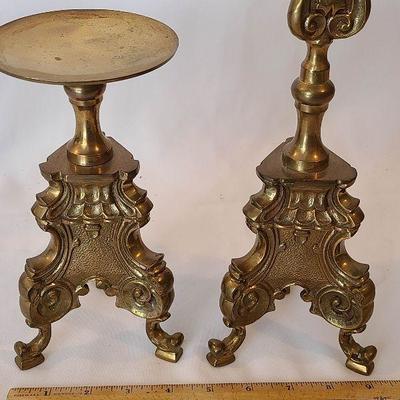 G3: Pair of Brass Decorative Candle Holders. 