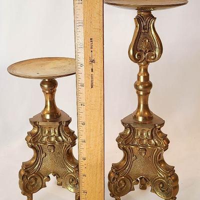 G3: Pair of Brass Decorative Candle Holders. 