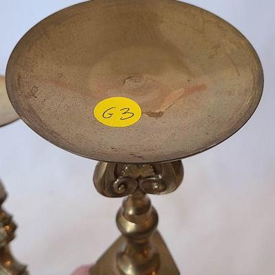 G3: Pair of Brass Decorative Candle Holders. 