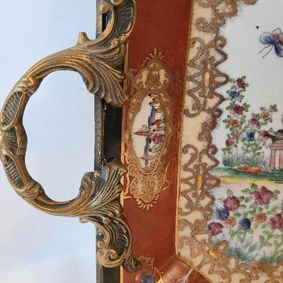 G6: Brass Handled Serving Tray/ Decor