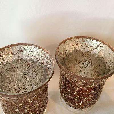 G8: Crackle Mercury Glass Candle Holders