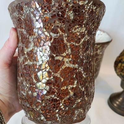 G8: Crackle Mercury Glass Candle Holders