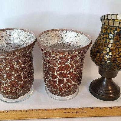 G8: Crackle Mercury Glass Candle Holders
