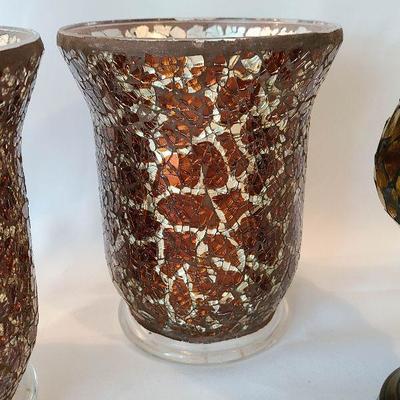 G8: Crackle Mercury Glass Candle Holders