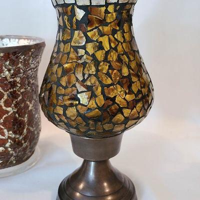 G8: Crackle Mercury Glass Candle Holders