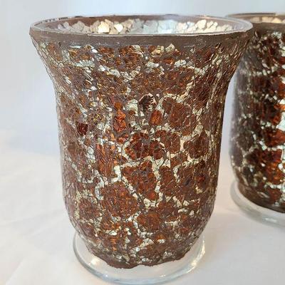 G8: Crackle Mercury Glass Candle Holders
