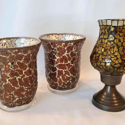 G8: Crackle Mercury Glass Candle Holders