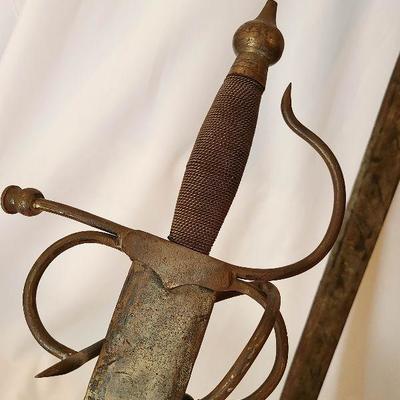 G57: Large Wood Carved Coat of Arms and Swords