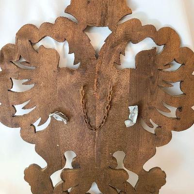 G57: Large Wood Carved Coat of Arms and Swords