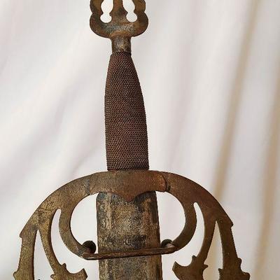 G57: Large Wood Carved Coat of Arms and Swords