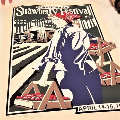Lot #117  Unframed 1984 Ponchatoula Strawberry Festival Poster - signed/numbered