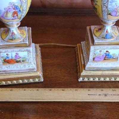 K23: Antique Porcelain/Wood Painted Lamps