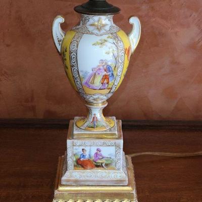 K23: Antique Porcelain/Wood Painted Lamps