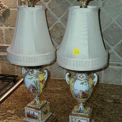 K23: Antique Porcelain/Wood Painted Lamps