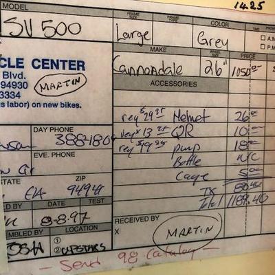 Rare Cannondale Super V 500 Bike with Original Owners Manual and Receipts