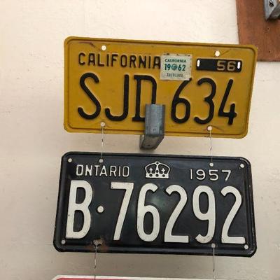 Lot of 7 Vintage License Plates from 1950s Onward incl California Ontario Nebraska Wyoming and San Felipe